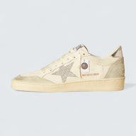 Ball Star 'White Nappa with Silver Swarovski Micro-Crystal Star and Metallic Silver Leather Heel Tab'