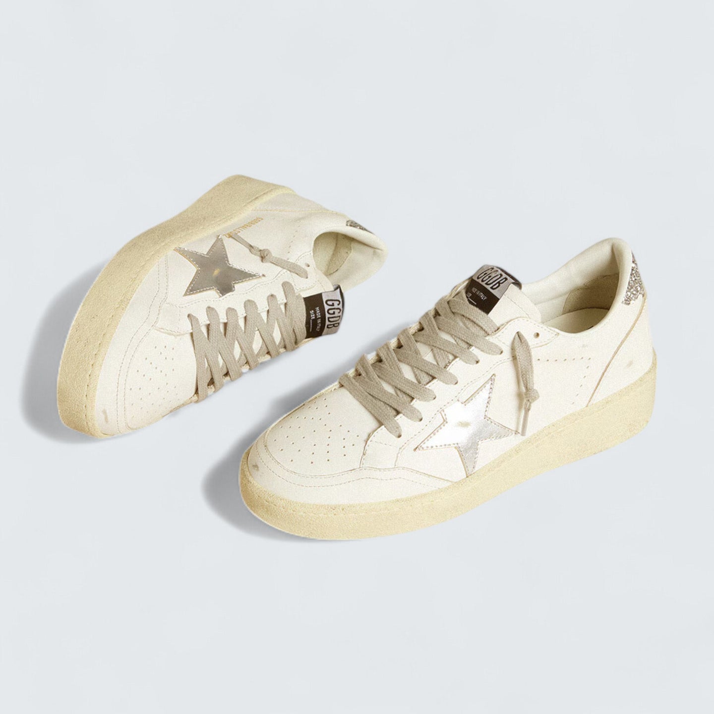 Ball Star 'White Leather with Silver Leather Star and Silver Glitter Heel Tab'
