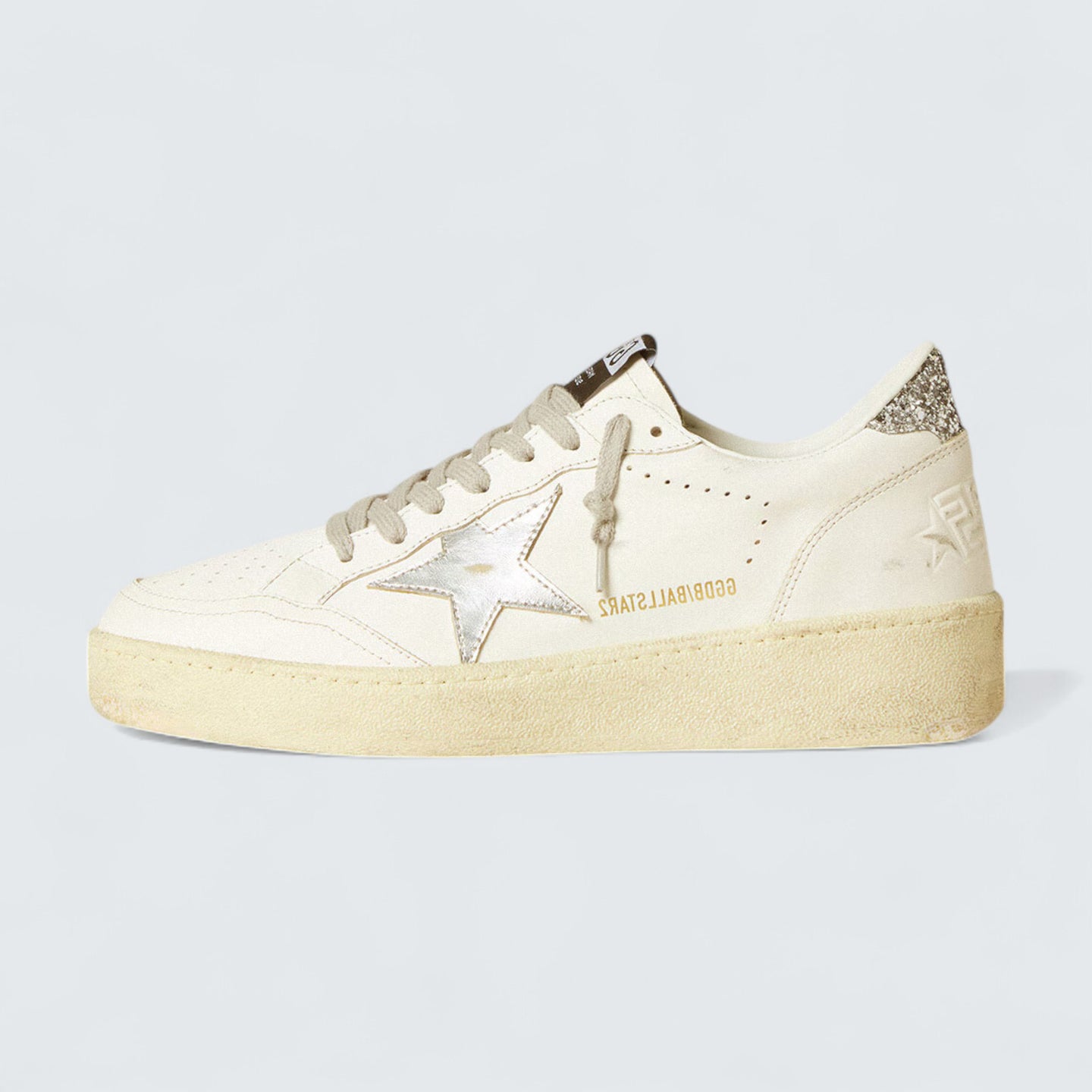 Ball Star 'White Leather with Silver Leather Star and Silver Glitter Heel Tab'