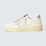 Ball Star 'White Leather with Silver Leather Star and Silver Glitter Heel Tab'