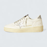 Ball Star 'White Leather with Silver Leather Star and Silver Glitter Heel Tab'