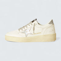 Ball Star 'White Leather with Silver Leather Star and Silver Glitter Heel Tab'