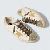 Super-Star 'Bio-based White Leather with Platinum Glitter Tongue'