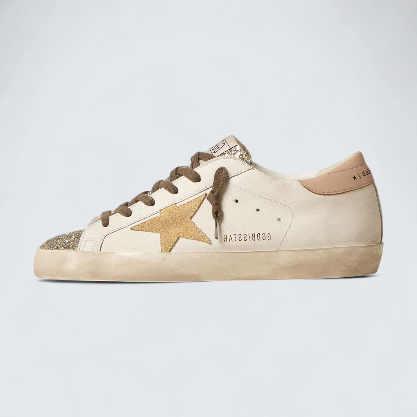 Super-Star 'Bio-based White Leather with Platinum Glitter Tongue'