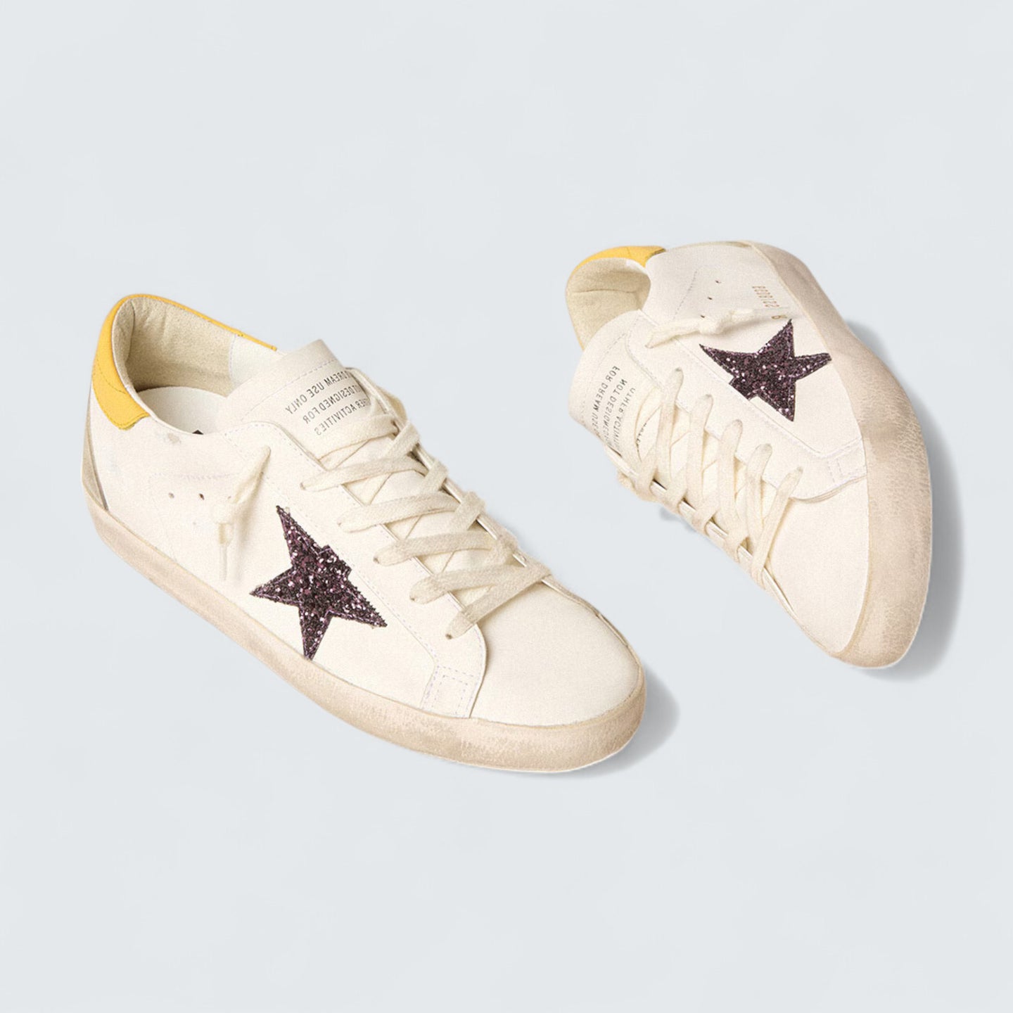 Super-Star 'Bio-based White Leather with Red Glitter Star and Yellow Leather Heel Tab'