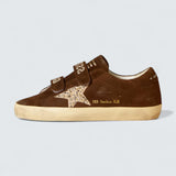 Women's Old School 'Brown Suede with Beige Suede Star with Studs and Pearls'