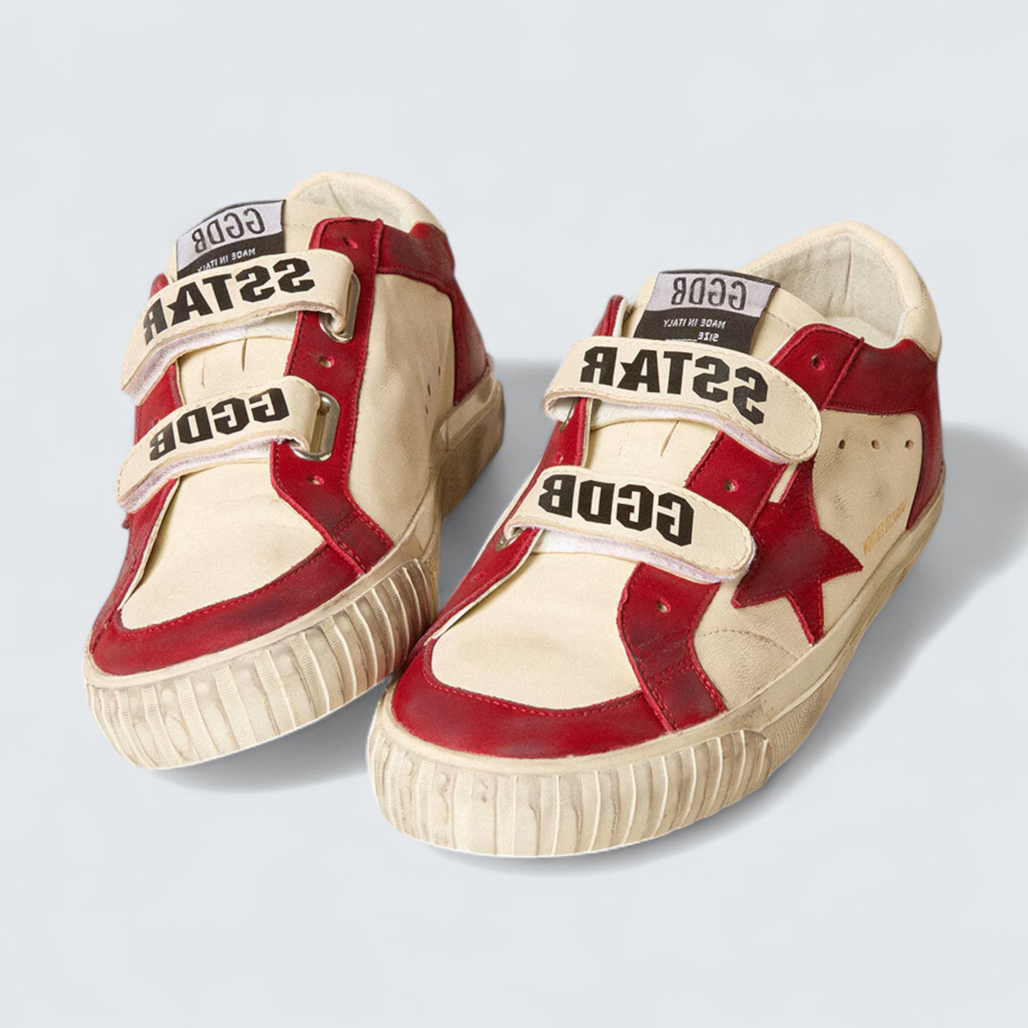 Women's Old School 'White Nappa with Red Nubuck Star and Nappa Heel Tab'