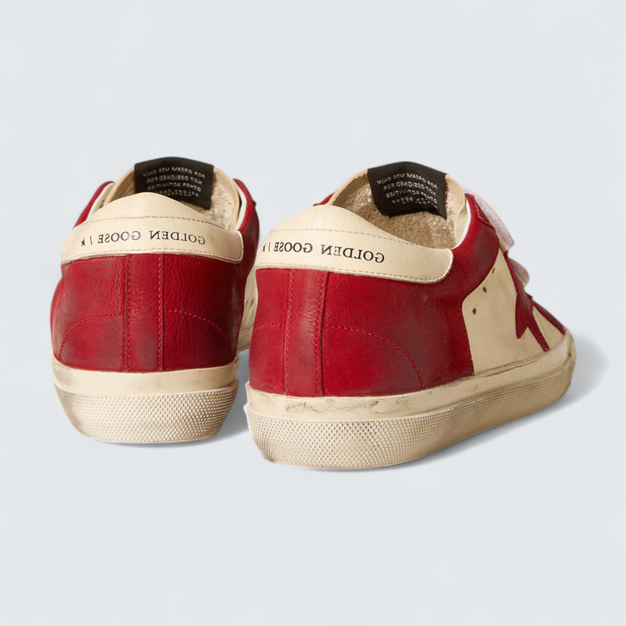Women's Old School 'White Nappa with Red Nubuck Star and Nappa Heel Tab'