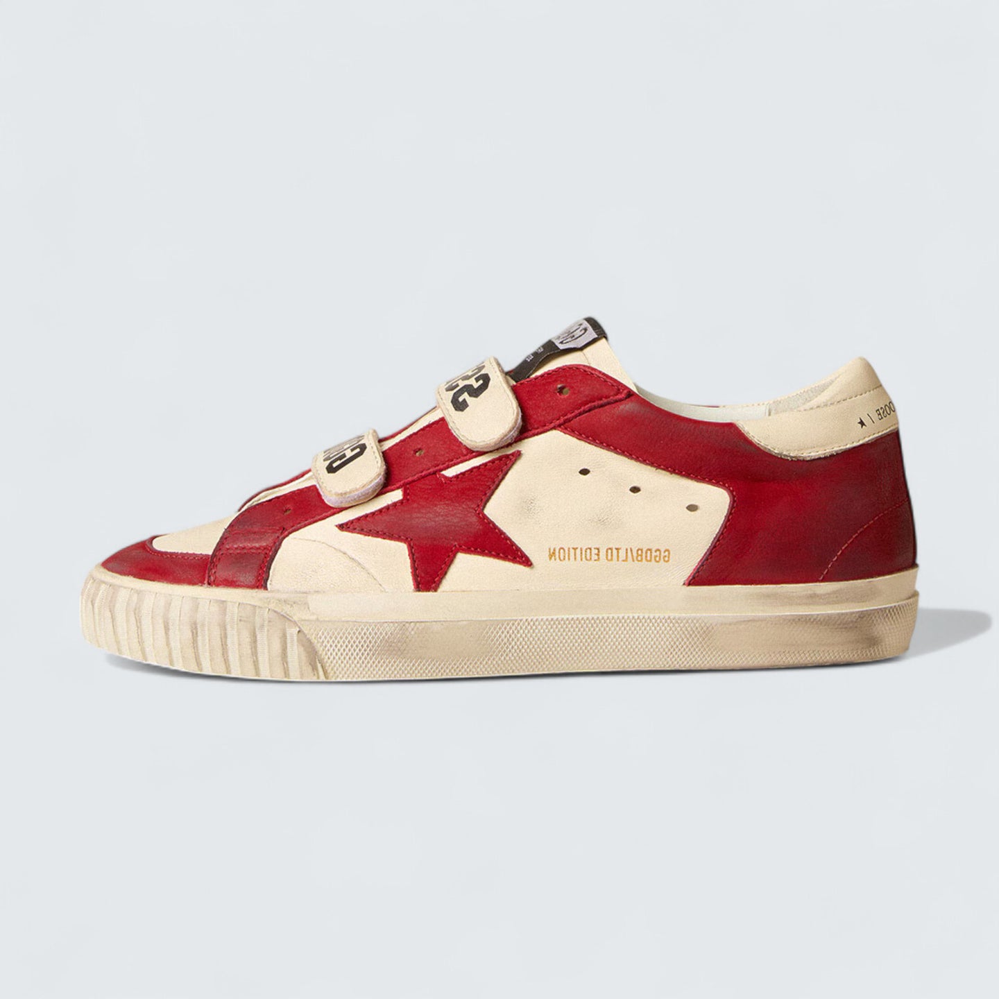 Women's Old School 'White Nappa with Red Nubuck Star and Nappa Heel Tab'