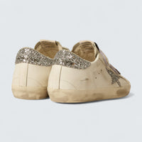 Old School 'White Leather with Silver Glitter Star and Ice-Gray Suede Tongue'