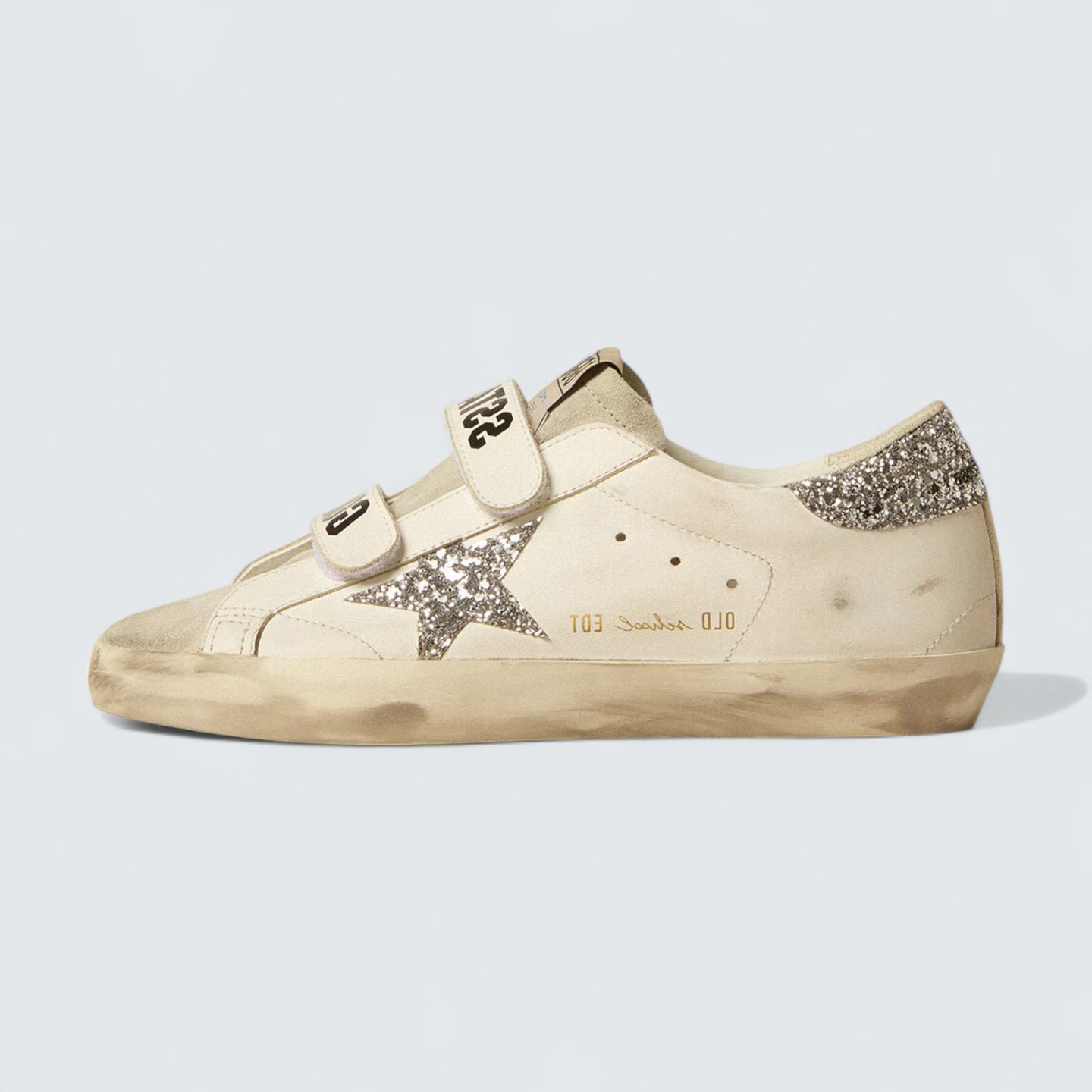 Old School 'White Leather with Silver Glitter Star and Ice-Gray Suede Tongue'