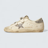 Old School 'White Leather with Silver Glitter Star and Ice-Gray Suede Tongue'