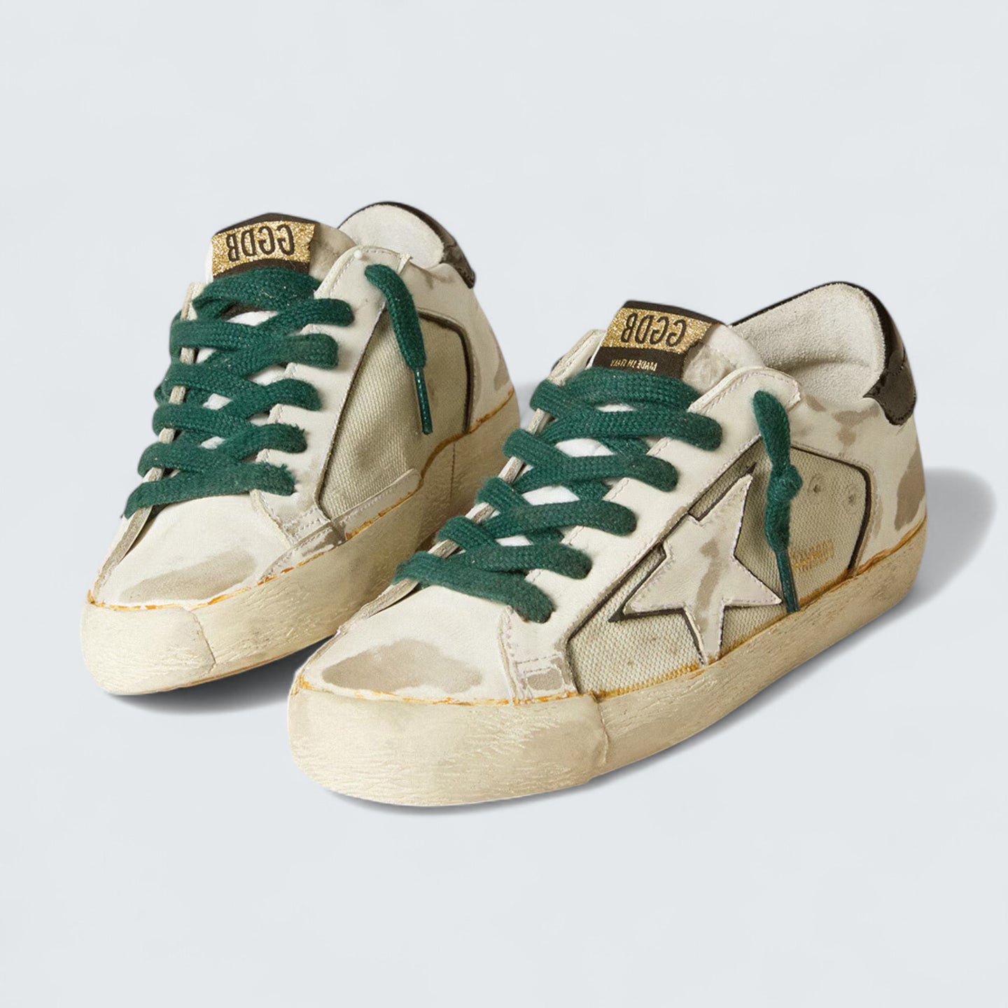 Super-Star LAB 'White Canvas with White Star and Black Leather Heel Tab'