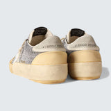 Super-Star LAB 'Silver Swarovski Glitter with White Leather Star and Cream Suede Heel Tab'