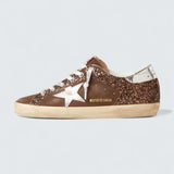 Super-Star LTD 'Brown Glitter and Suede with Silver Leather Star and Heel Tab'
