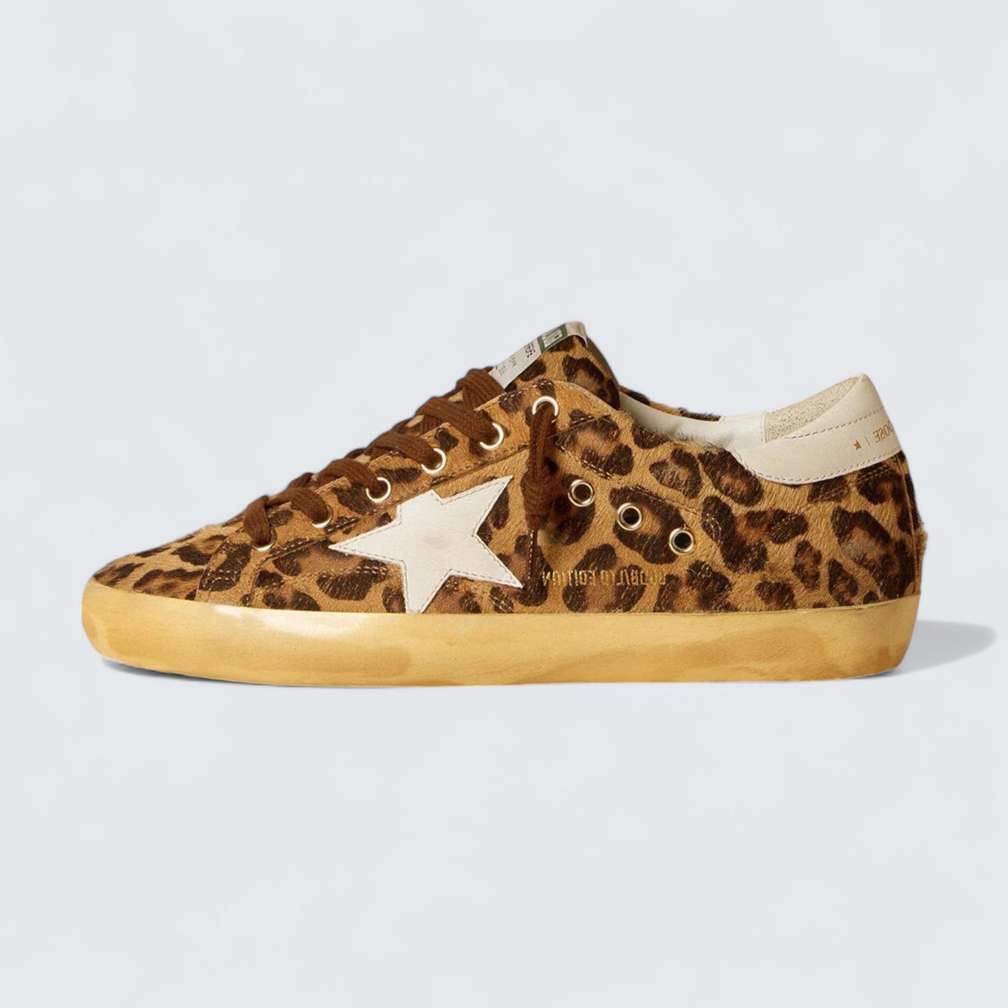 Super-Star LTD 'Leopard-Print Pony Skin with Milk-White Leather Star and Heel Tab'