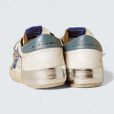 Super-Star LTD 'White Nappa Leather with Blue Embroidered Star and Light Blue Leather Heel Tab'