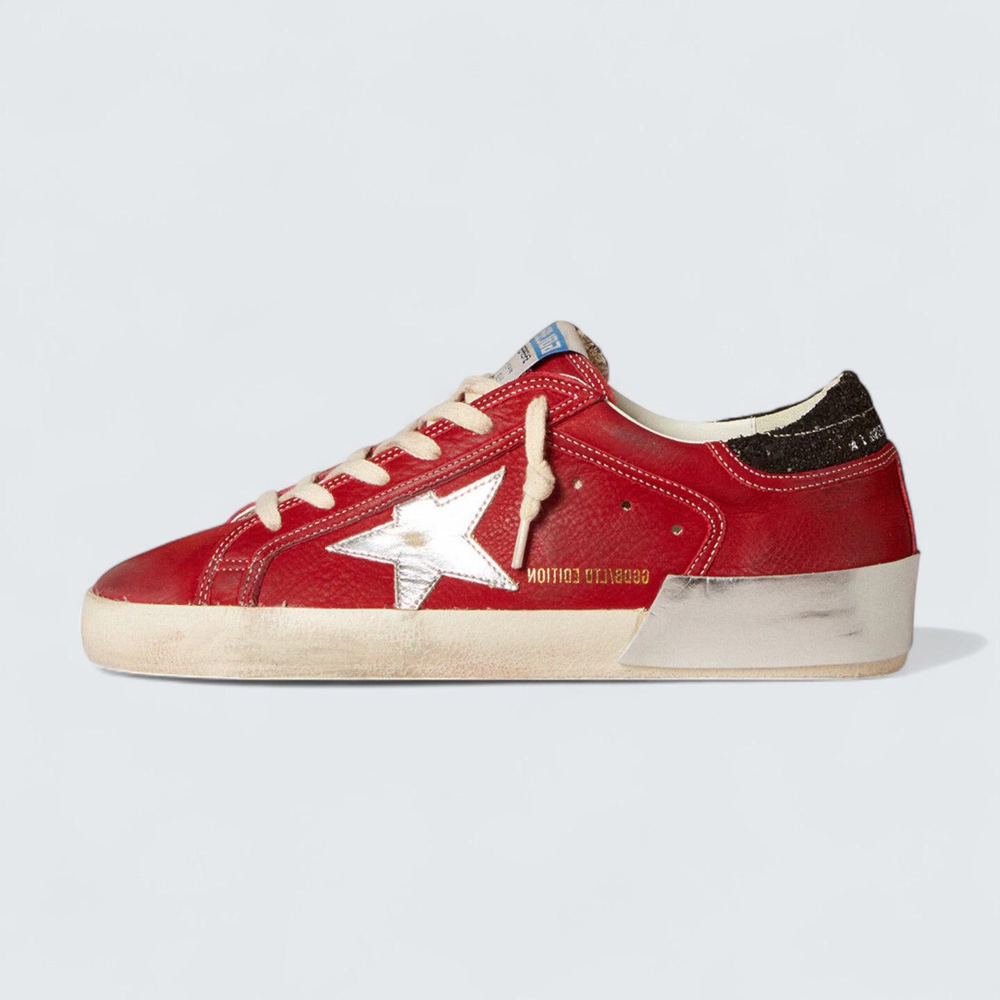 Super-Star LTD 'Red Nubuck with Silver Leather Star and Black Glitter Heel Tab'