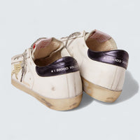 Super-Star LTD 'White Leather with Swarovski Crystal Star and Navy-Blue Laminated Leather Heel Tab'