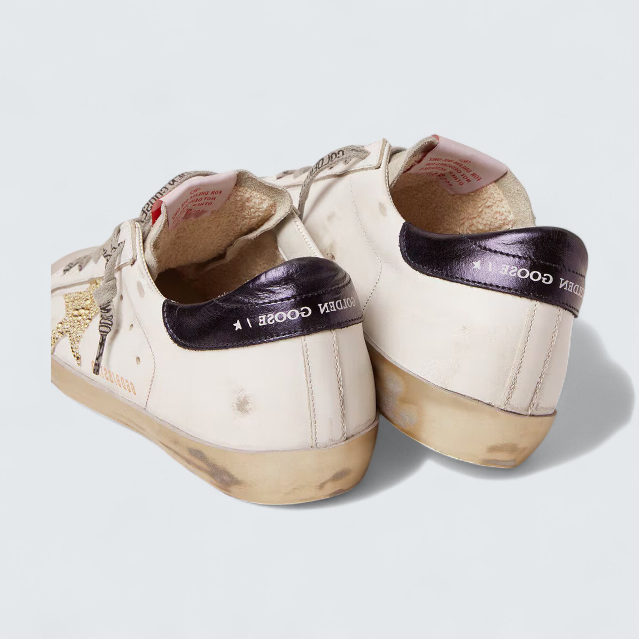Super-Star LTD 'White Leather with Swarovski Crystal Star and Navy-Blue Laminated Leather Heel Tab'