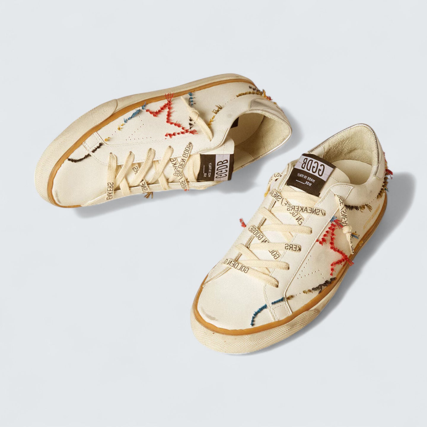 Super-Star LTD 'White Leather with Perforated Star and Silver Metallic Heel Tab'