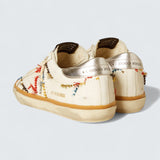 Super-Star LTD 'White Leather with Perforated Star and Silver Metallic Heel Tab'