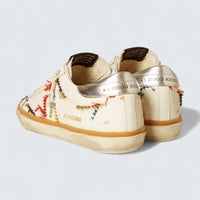 Super-Star LTD 'White Leather with Perforated Star and Silver Metallic Heel Tab'