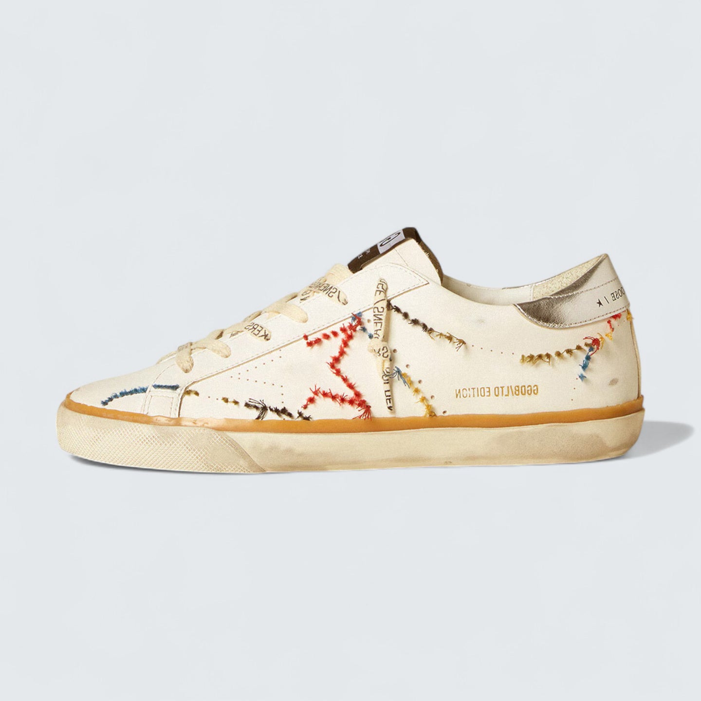 Super-Star LTD 'White Leather with Perforated Star and Silver Metallic Heel Tab'