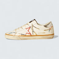 Super-Star LTD 'White Leather with Perforated Star and Silver Metallic Heel Tab'