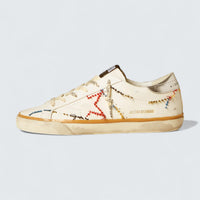 Super-Star LTD 'White Leather with Perforated Star and Silver Metallic Heel Tab'