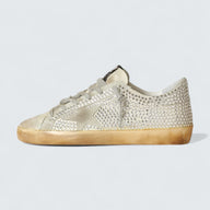 Super-Star 'Aged White Nubuck with Swarovski Crystals'