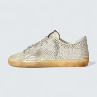Super-Star 'Aged White Nubuck with Swarovski Crystals'
