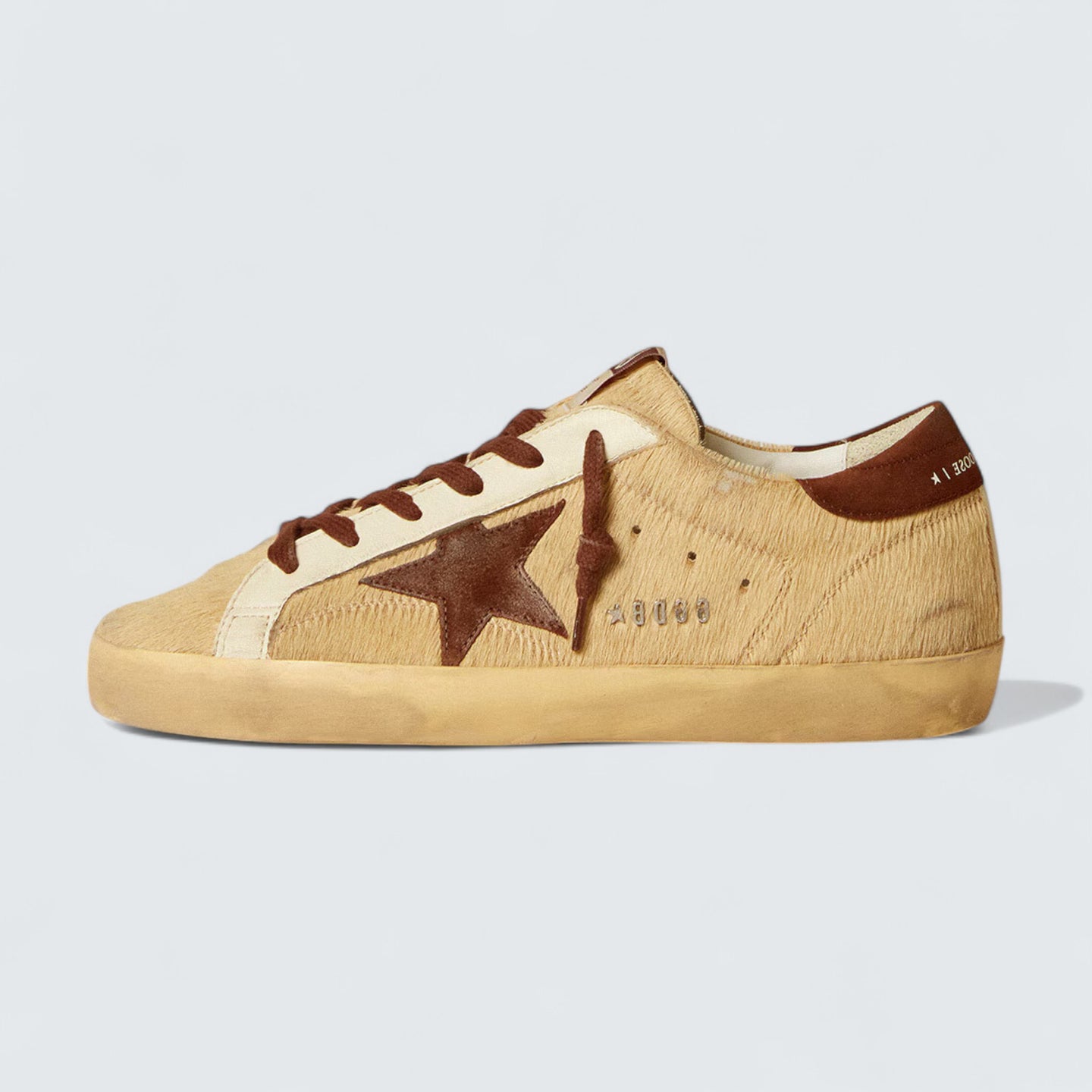 Super-Star 'Beige Pony Skin with Brown Suede Star and Heel Tab'
