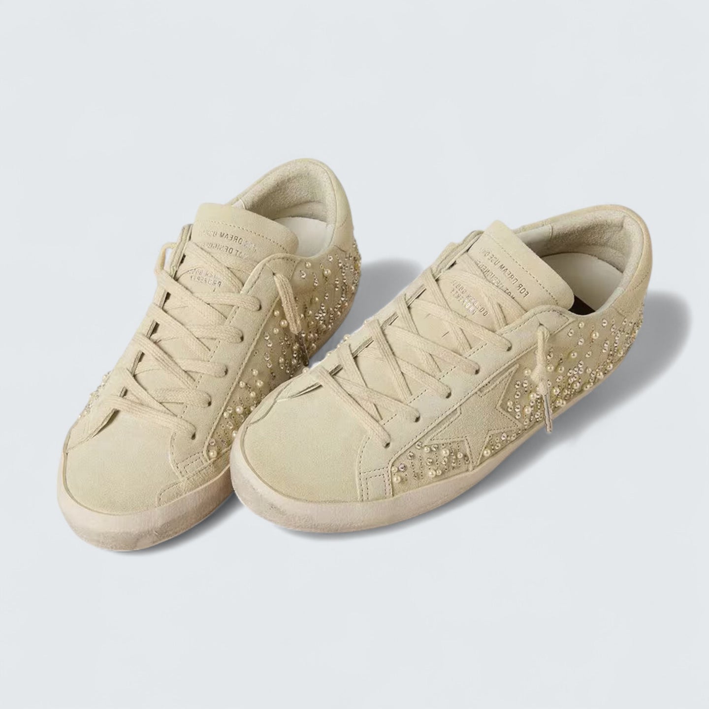 Super-Star 'Beige Suede with Pearls and Swarovski Crystals'