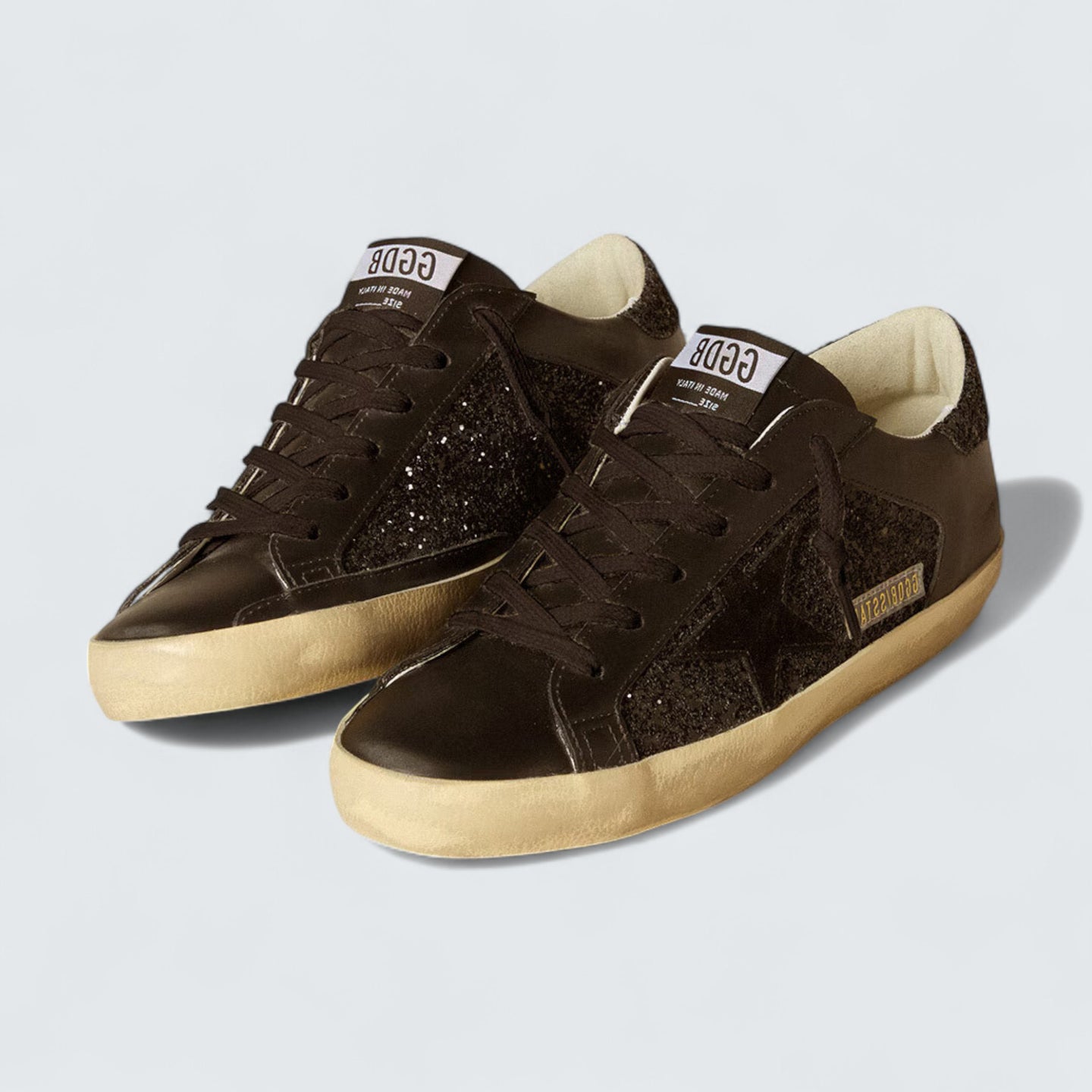 Super-Star 'Black Glitter with Black Suede Star and Leather Inserts'