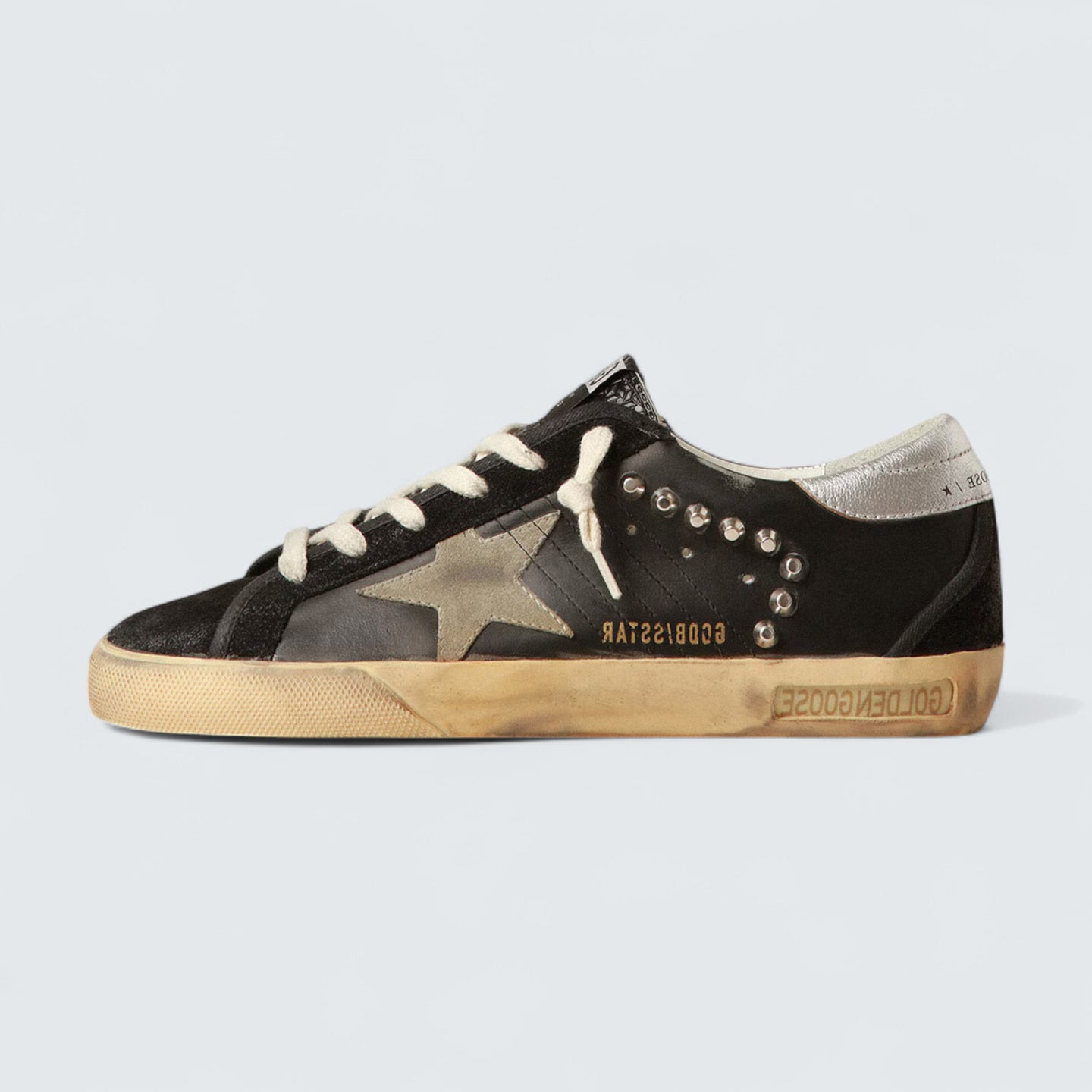 Super-Star 'Black Leather and Suede with Silver Studs'