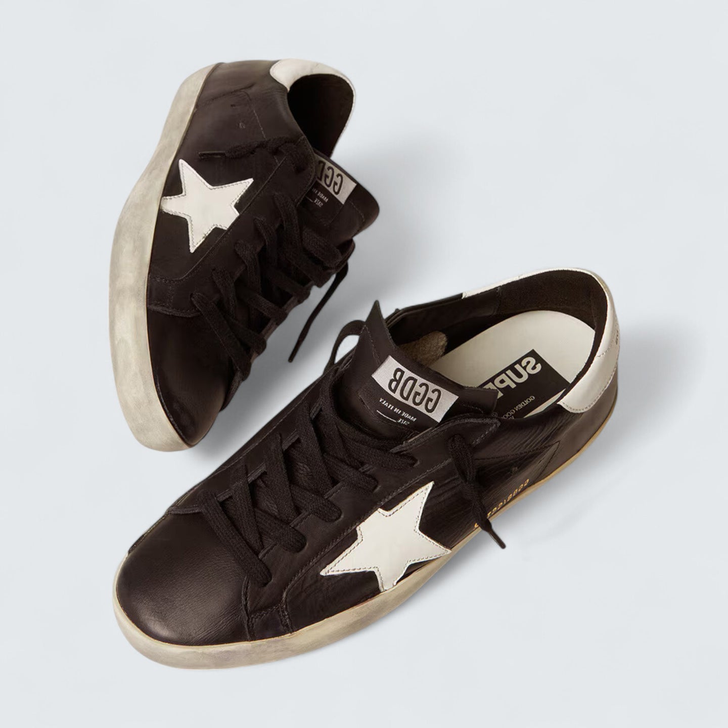 Super-Star 'Black Leather with White Leather Star and Heel Tab'