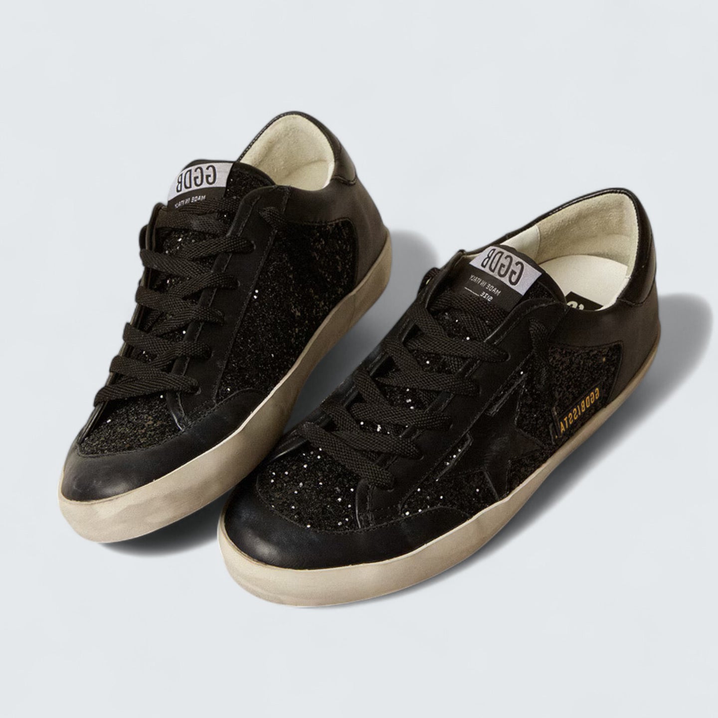 Super-Star 'Black Nappa and Glitter with Glossy Black Leather Star'