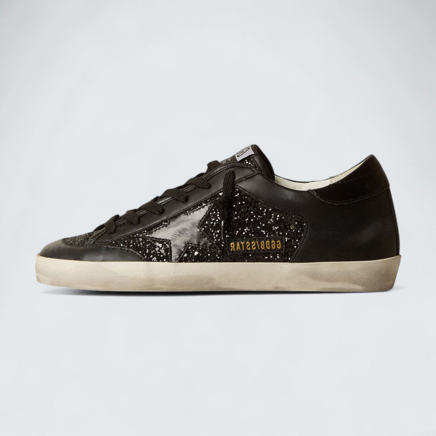Super-Star 'Black Nappa and Glitter with Glossy Black Leather Star'