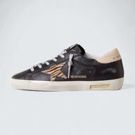 Super-Star 'Black Nappa Leather with Zebra-Print Pony Skin Star'