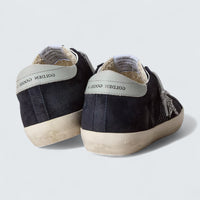 Super-Star 'Midnight Blue Suede with Silver Glitter Star and Ice-Gray Leather Heel Tab'