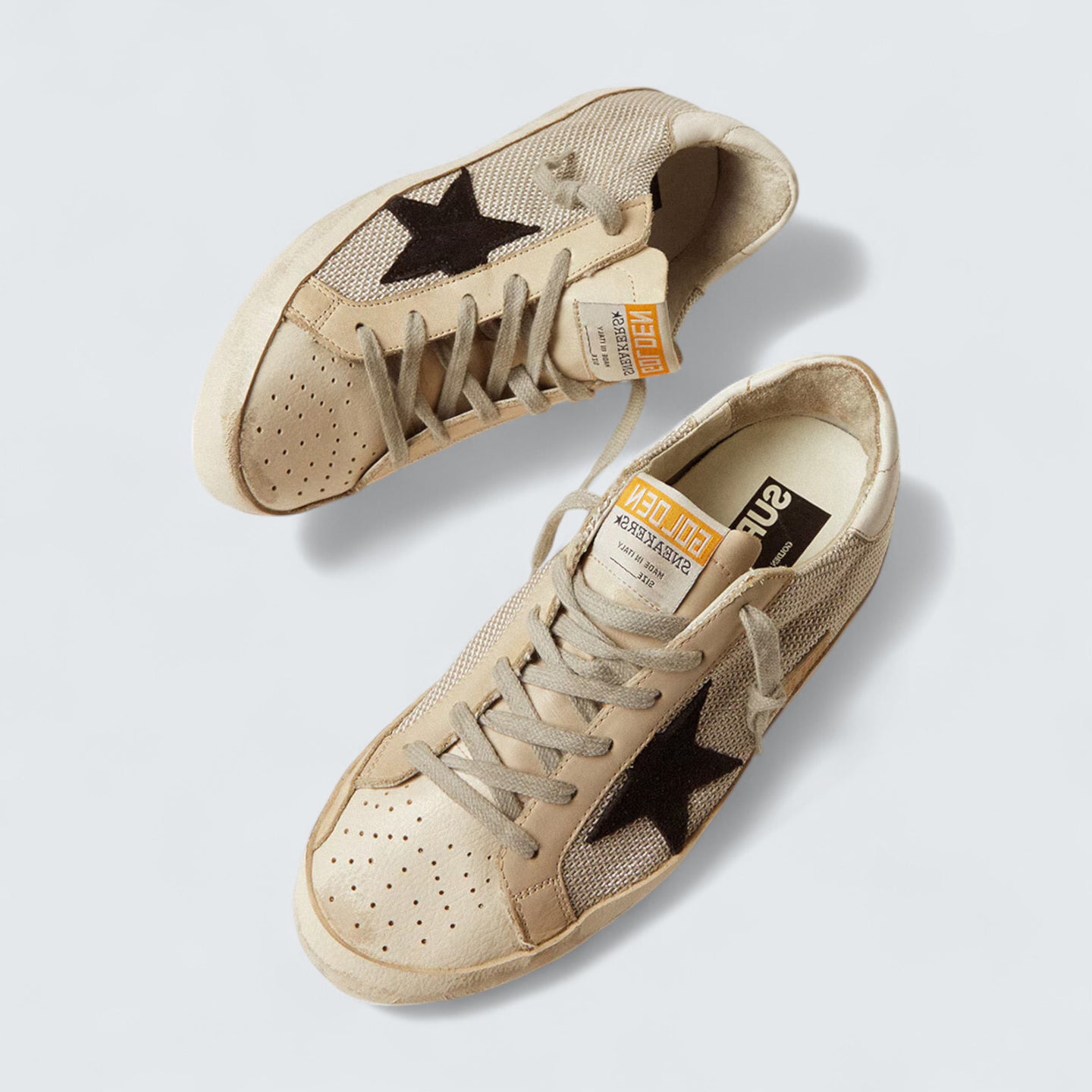 Super-Star 'Beige Mesh and Leather with Dark Brown Suede Star'