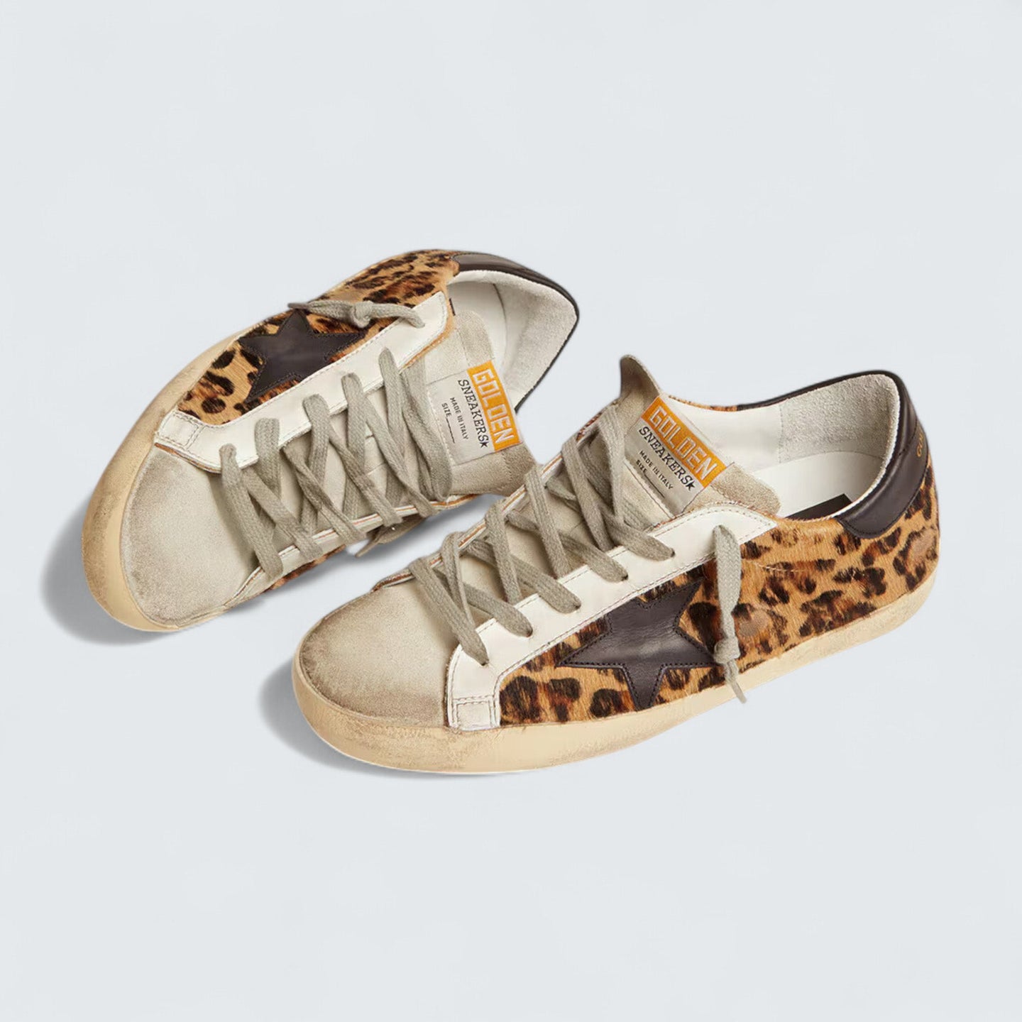 Super-Star 'Leopard-Print Flocked Leather with Black Leather Heel Tab'