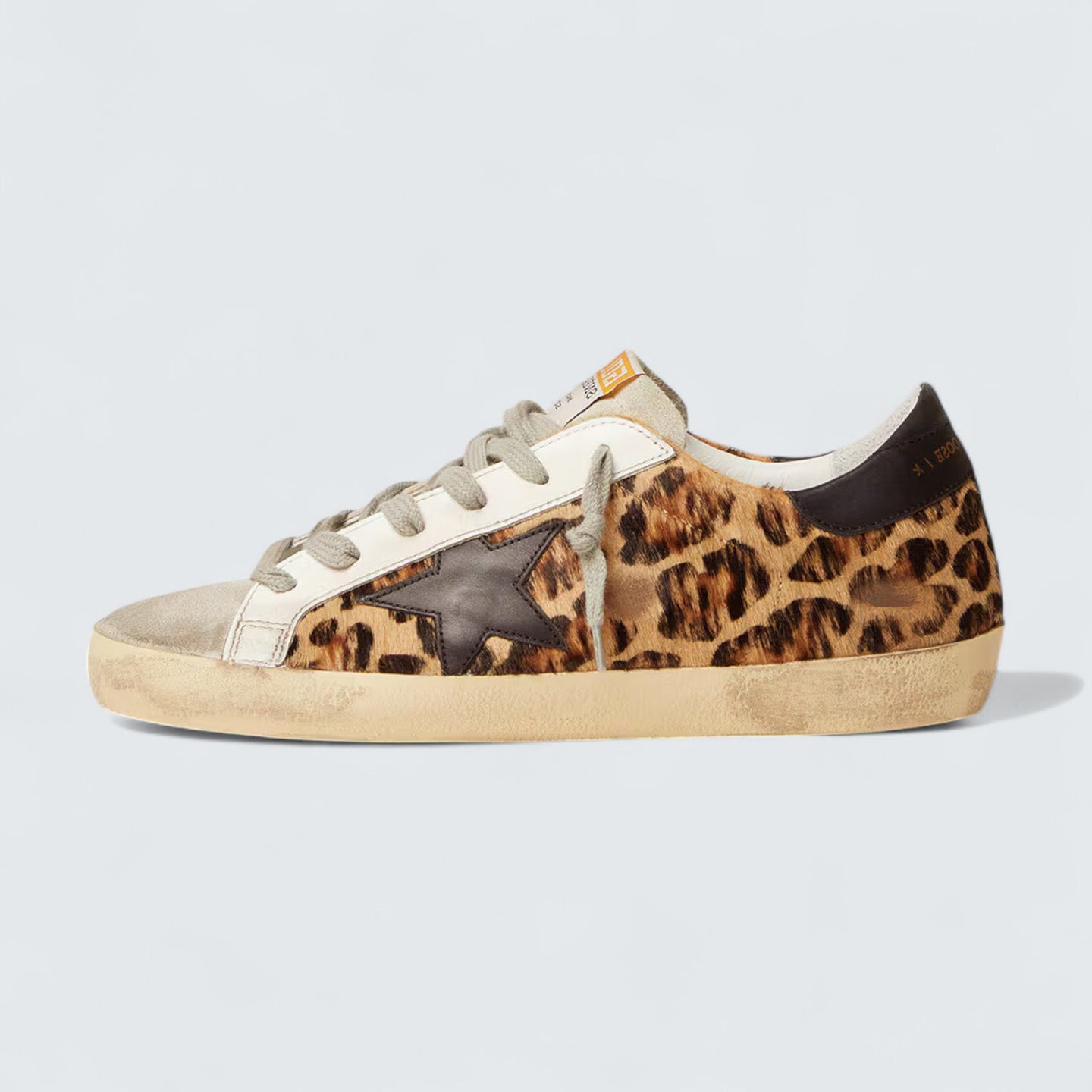Super-Star 'Leopard-Print Flocked Leather with Black Leather Heel Tab'