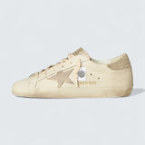 Super-Star 'White Nappa Leather with Beige Suede Star and Heel Tab'