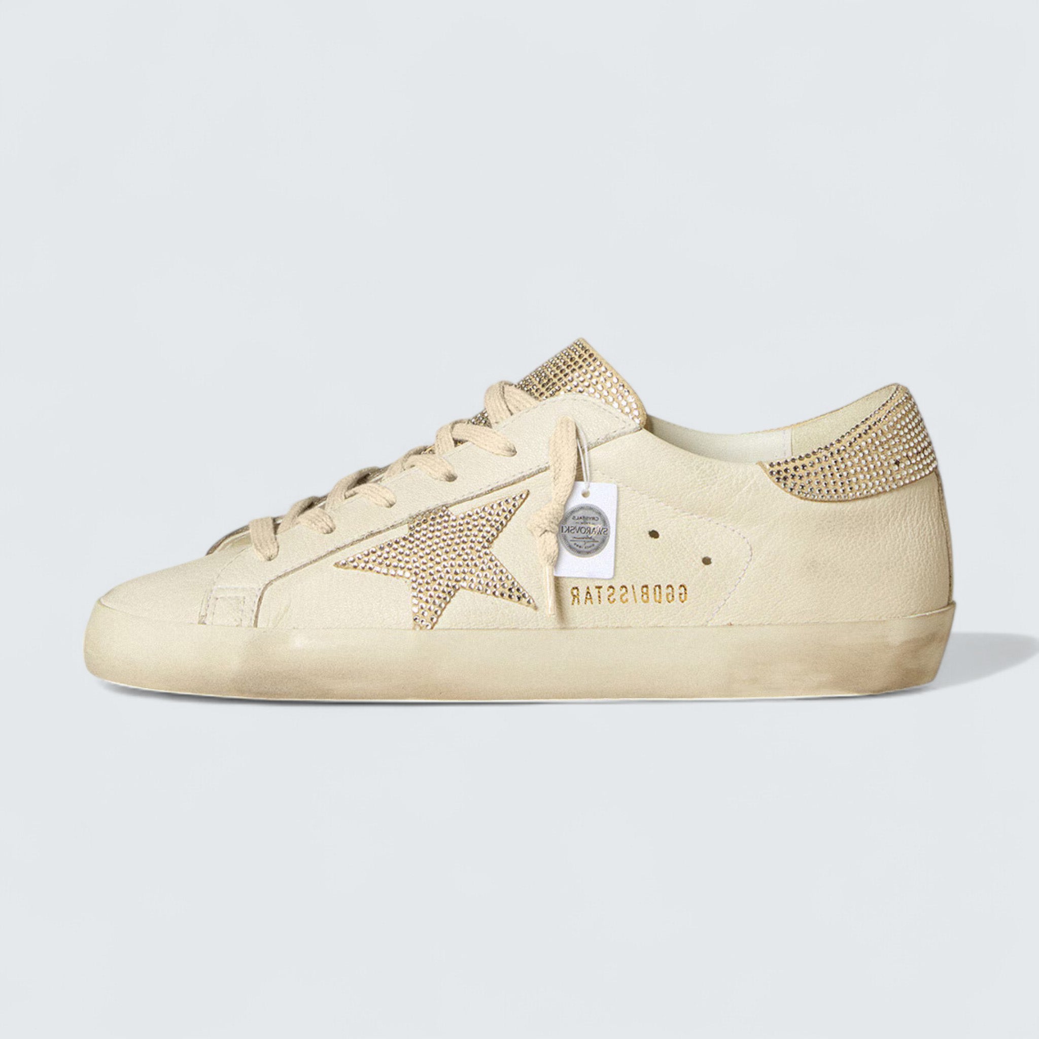 Super-Star 'White Nappa Leather with Beige Suede Star and Heel Tab'