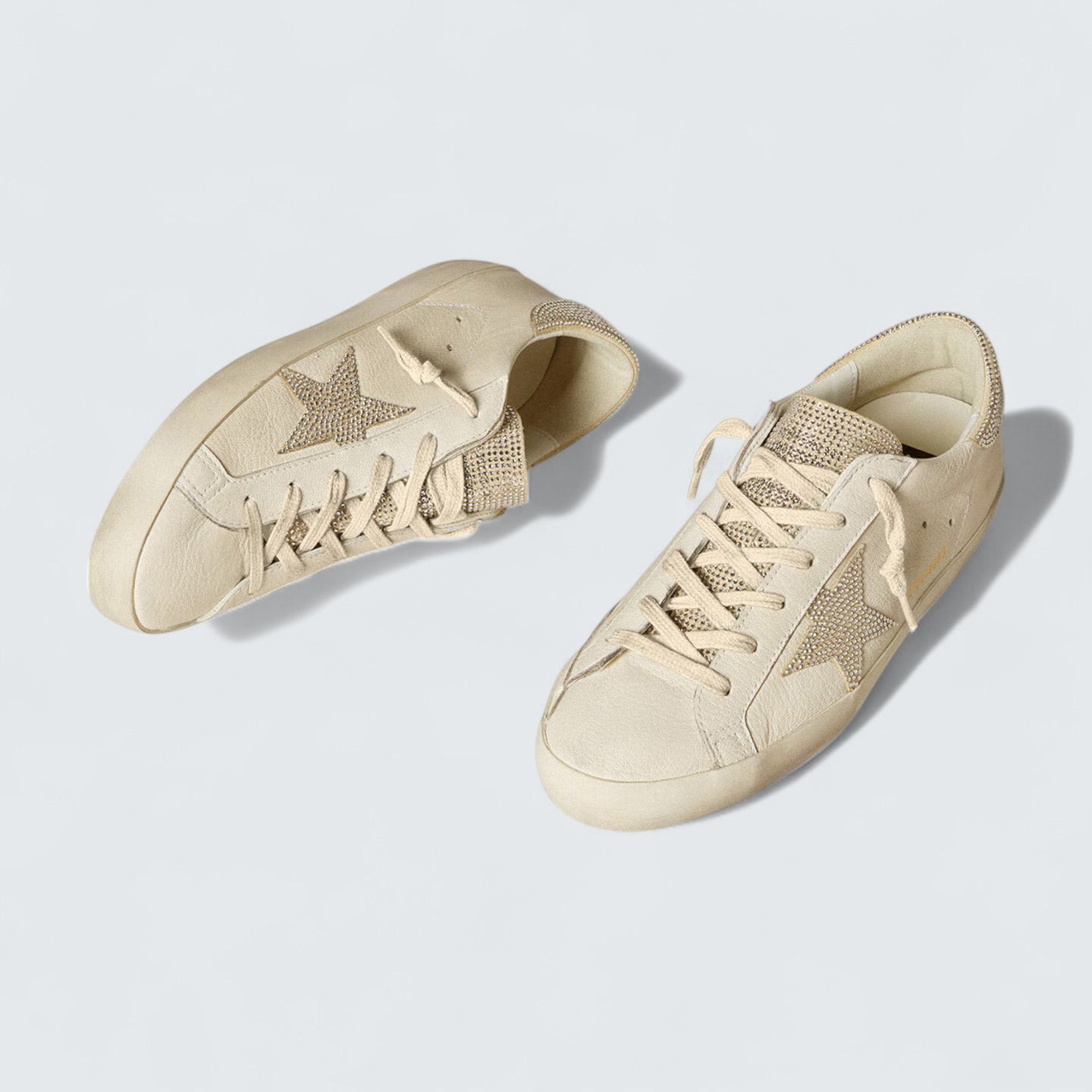 Super-Star 'White Nappa Leather with Beige Suede Star and Heel Tab'