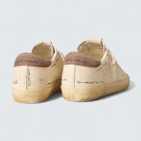 Super-Star 'White Nappa Leather with Perforated Star and Dark Dusty-Pink Suede Heel Tab'