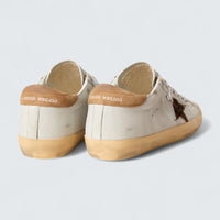 Super-Star 'White Nappa Leather with Leopard-Print Pony Skin Star and Suede Heel Tab'