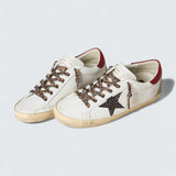 Super-Star 'White Nappa with Anthracite Glitter Star and Red Nappa Heel Tab'